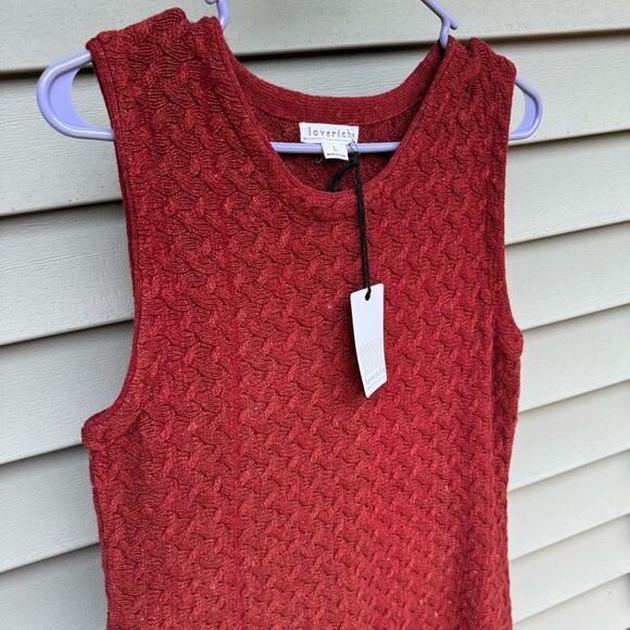 💚SALE: NWT Love Riche size L Cable Knit Sleeveless Wool Blend Dress - Rust Red - Picture 5 of 13
